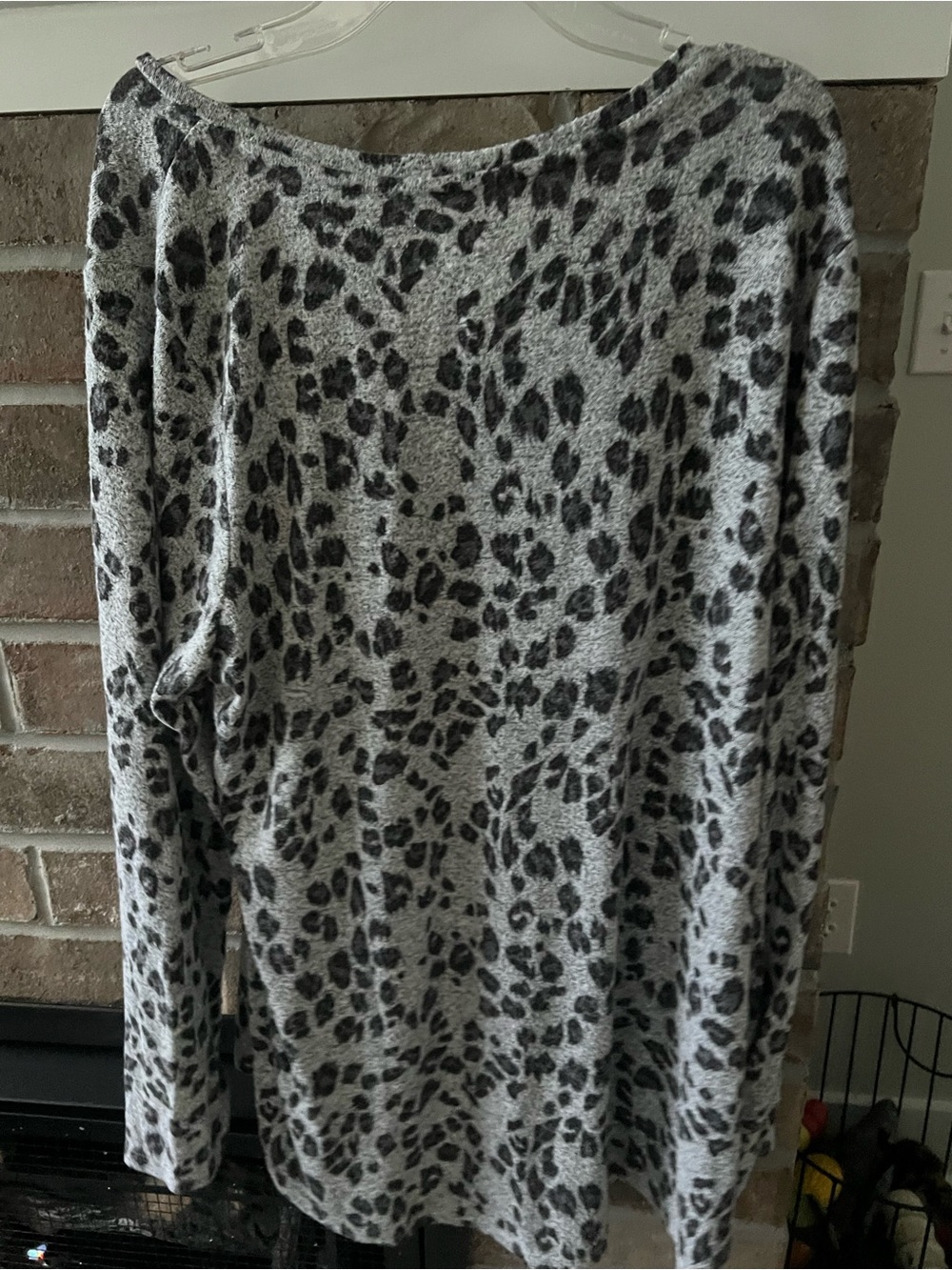 Sonoma Gray and Black Leopard Print Long Sleeve Top - Picture 3 of 3
